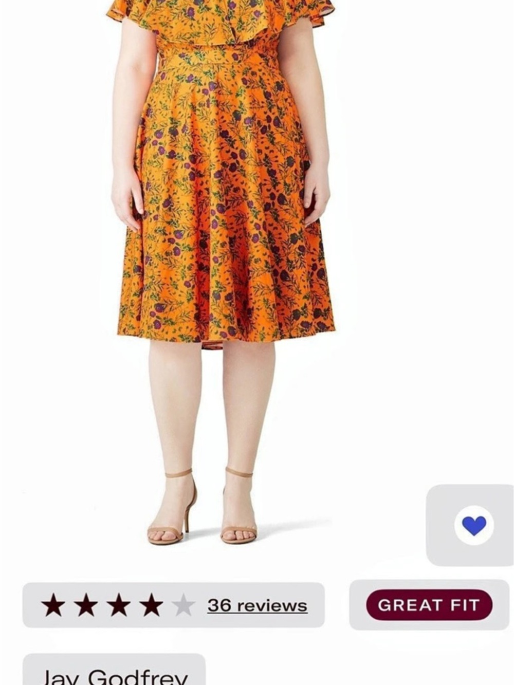 Jay Godfrey Floral Wren Dress Floral Midi Dress in Orange & Black Like New